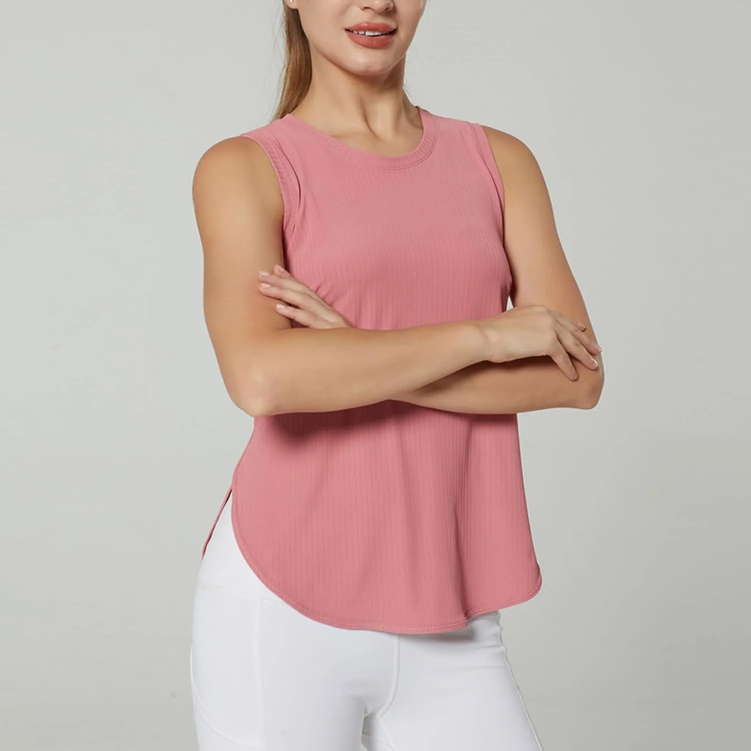 Workout Tops for Women Racerback Sports Athletic Tank Tops Sleeveless Loose Fit Yoga Shirts Running Gym Clothes