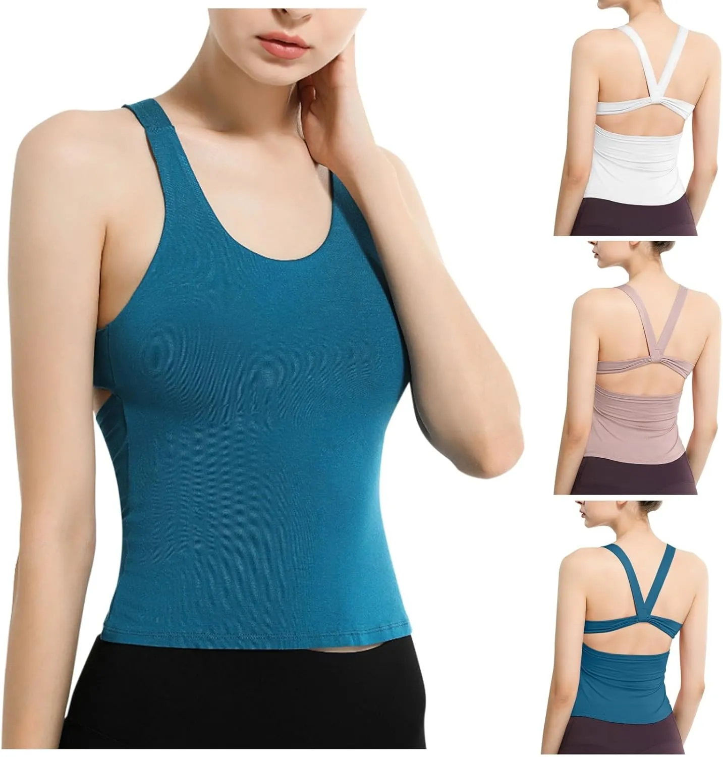Workout Tops for Women Seamless Cross Backless Tank Tops Sleeveless Athletic Running Yoga Shirts Sports Gym Camisole