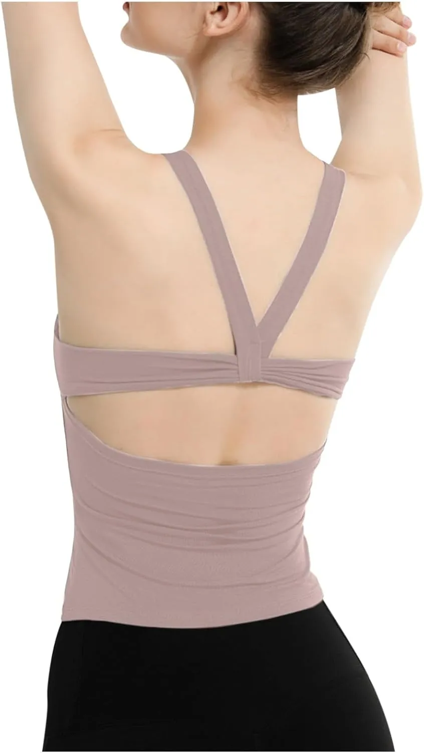 Workout Tops for Women Seamless Cross Backless Tank Tops Sleeveless Athletic Running Yoga Shirts Sports Gym Camisole