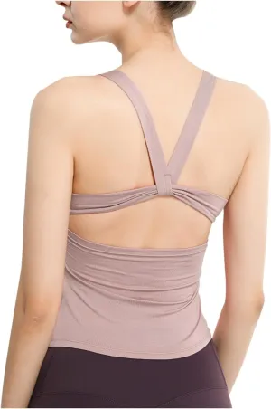 Workout Tops for Women Seamless Cross Backless Tank Tops Sleeveless Athletic Running Yoga Shirts Sports Gym Camisole