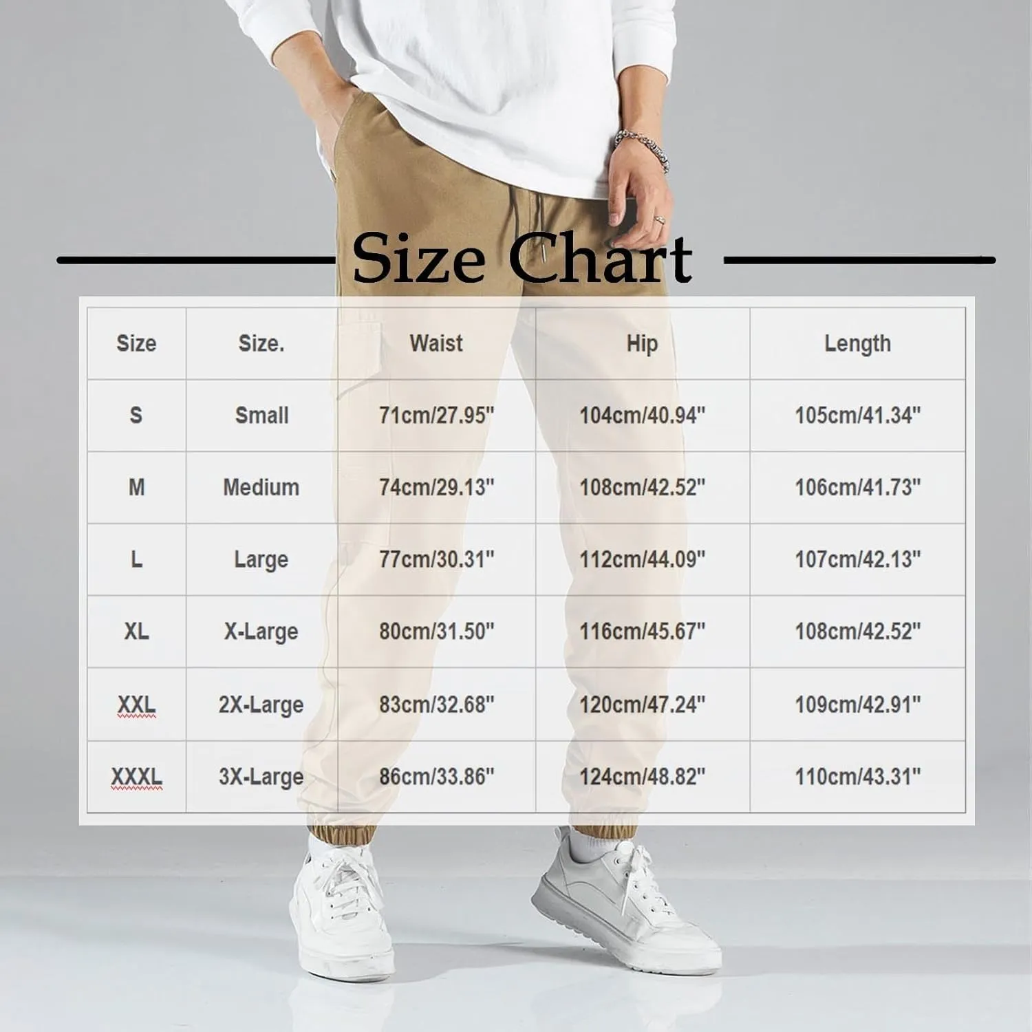 Xiaojmake Men's Cargo Joggers Pants Stretch Elastic Waist Drawstring Tapered Sweatpants Hiking Athletic Pants with Pockets