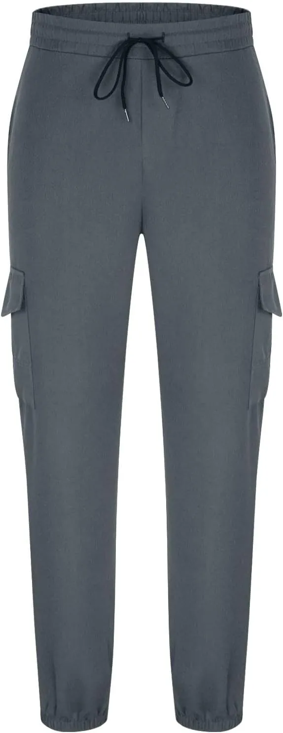 Xiaojmake Men's Cargo Joggers Pants Stretch Elastic Waist Drawstring Tapered Sweatpants Hiking Athletic Pants with Pockets