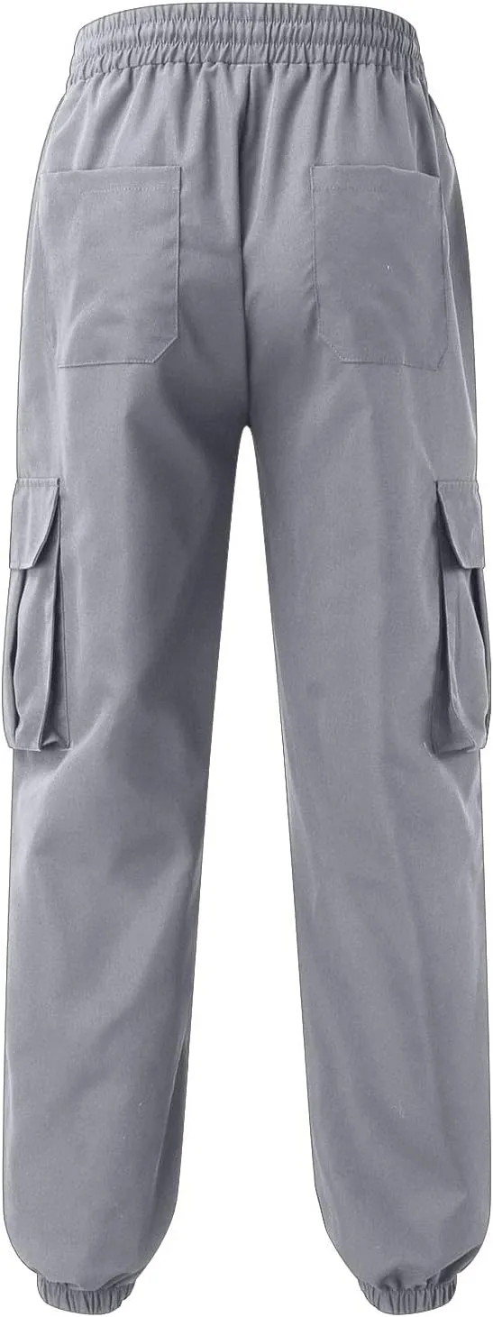 Xiaojmake Mens Cargo Pants Slim Casual Cotton Tapered Stretch Twill Drawstring Bottom Athletic Jogger Sweatpants with Pockets