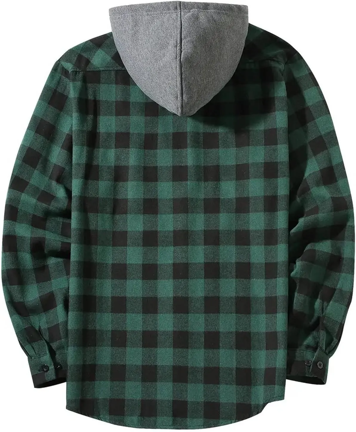 Xiaojmake Men's Sherpa Lined Coat Plaid Flannel Jacket Button Down Drawstring Hooded Shirt Jacket Winter Warm Shaggy Shacket