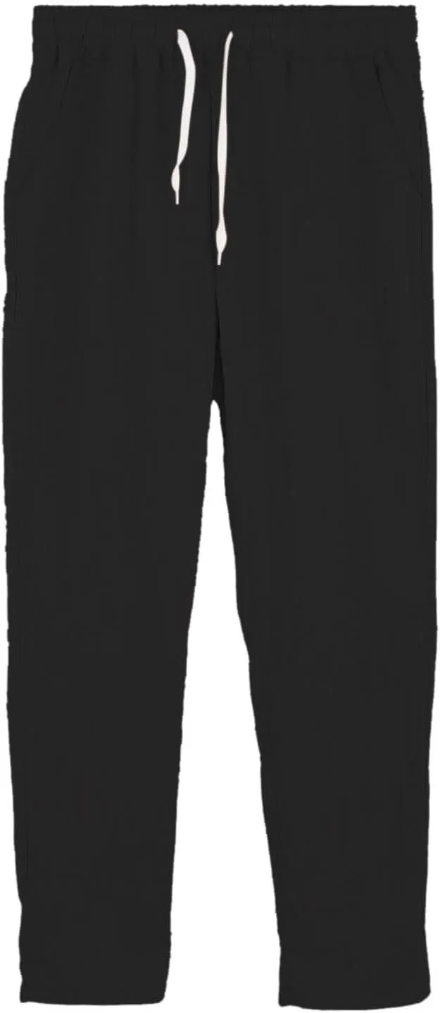 Xiaojmake Summer Linen Casual Long Pants for Men Elastic Waist Straight Leg Joggers Beach Boho Pants Vacation Lounge Trousers