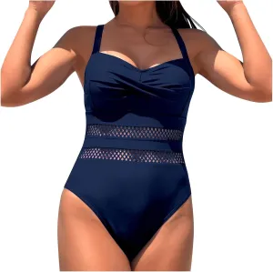 Xiaojmake Womens One Piece Swimsuits Tummy Control Mesh High Waisted Sexy Bathing Suit Wrap Backless Adjustable Bodysuit