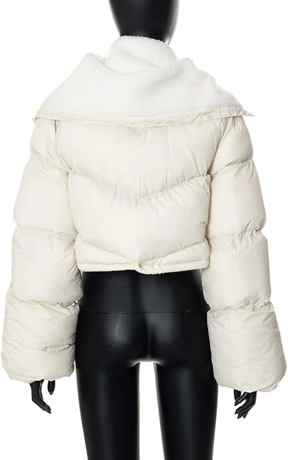 XUNRYAN Women Teen Girls Fashion Y2K Jackets Winter Warm Down Coats Cropped Puffer Jacket Lightweight Full Zip-Up Fleece Coat