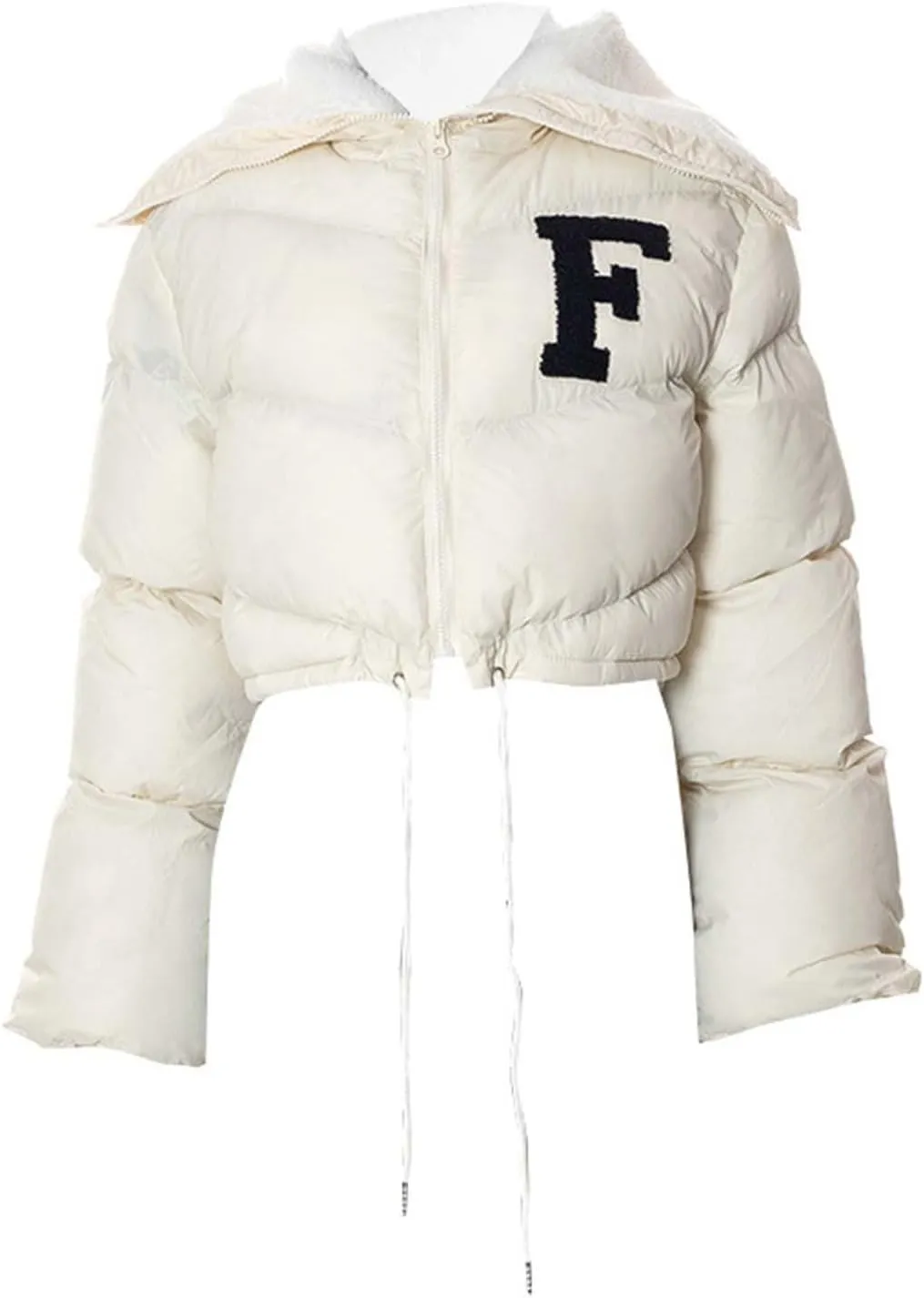 XUNRYAN Women Teen Girls Fashion Y2K Jackets Winter Warm Down Coats Cropped Puffer Jacket Lightweight Full Zip-Up Fleece Coat