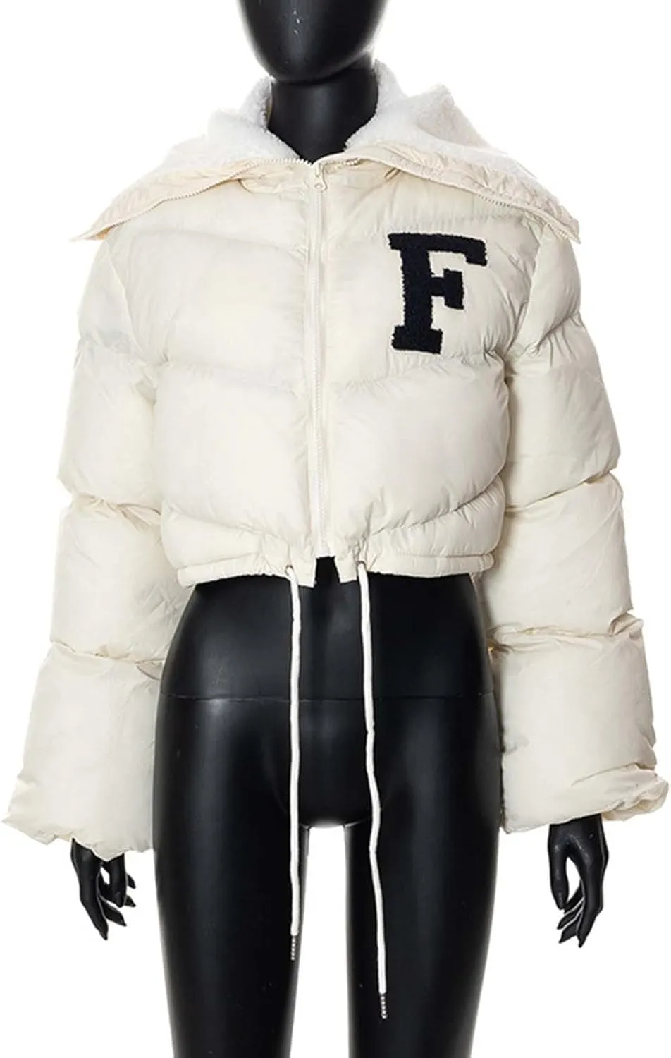 XUNRYAN Women Teen Girls Fashion Y2K Jackets Winter Warm Down Coats Cropped Puffer Jacket Lightweight Full Zip-Up Fleece Coat