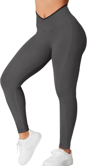 YEOREO Workout Leggings for Women V Waist Scrunch Gym Leggings Butt Lifting Seamless Yoga Pants