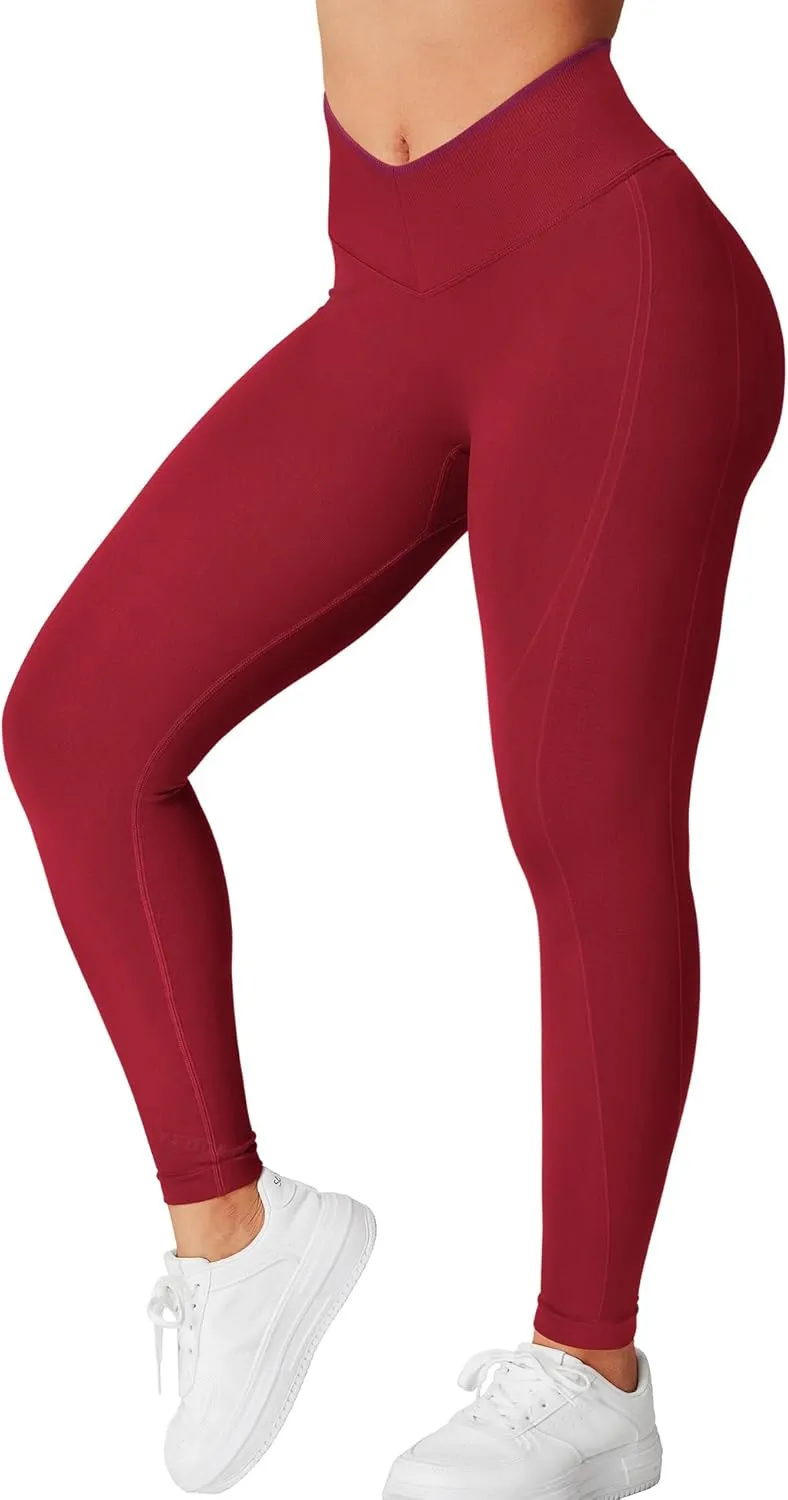 YEOREO Workout Leggings for Women V Waist Scrunch Gym Leggings Butt Lifting Seamless Yoga Pants