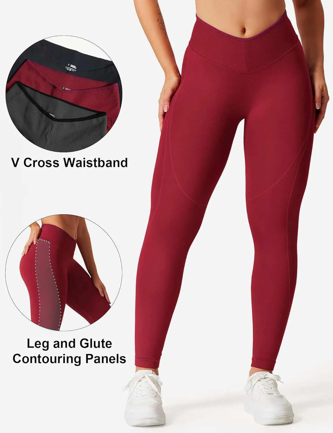 YEOREO Workout Leggings for Women V Waist Scrunch Gym Leggings Butt Lifting Seamless Yoga Pants
