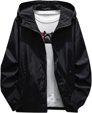 Ymosrh Jackets for Men Autumn Winter Casual Color Plus Size Hoodie Zipper Outdoor Sport Coat Waterproof Jackets