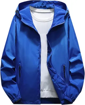 Ymosrh Jackets for Men Autumn Winter Casual Color Plus Size Hoodie Zipper Outdoor Sport Coat Waterproof Jackets