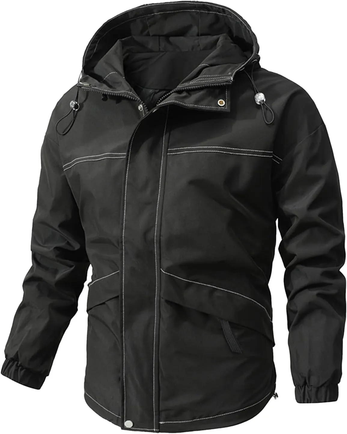 Ymosrh Men's Jacket Coat with Hood Lightweight Waterproof Jacket Raincoat for Hiking Travel Tactical Jackets, S-2XL