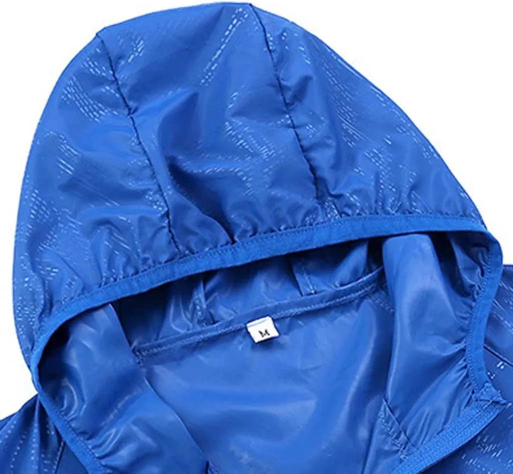 Ymosrh Men's Jackets Lightweight Waterproof Coated Hooded Rain Jacket Windbreaker Jacket, M-3XL