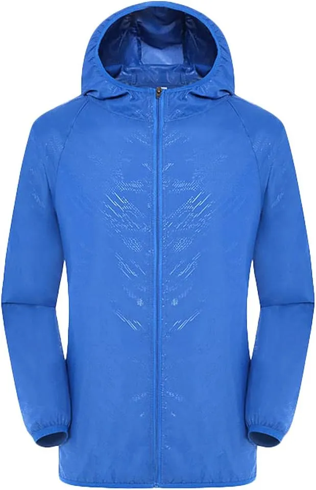 Ymosrh Men's Jackets Lightweight Waterproof Coated Hooded Rain Jacket Windbreaker Jacket, M-3XL