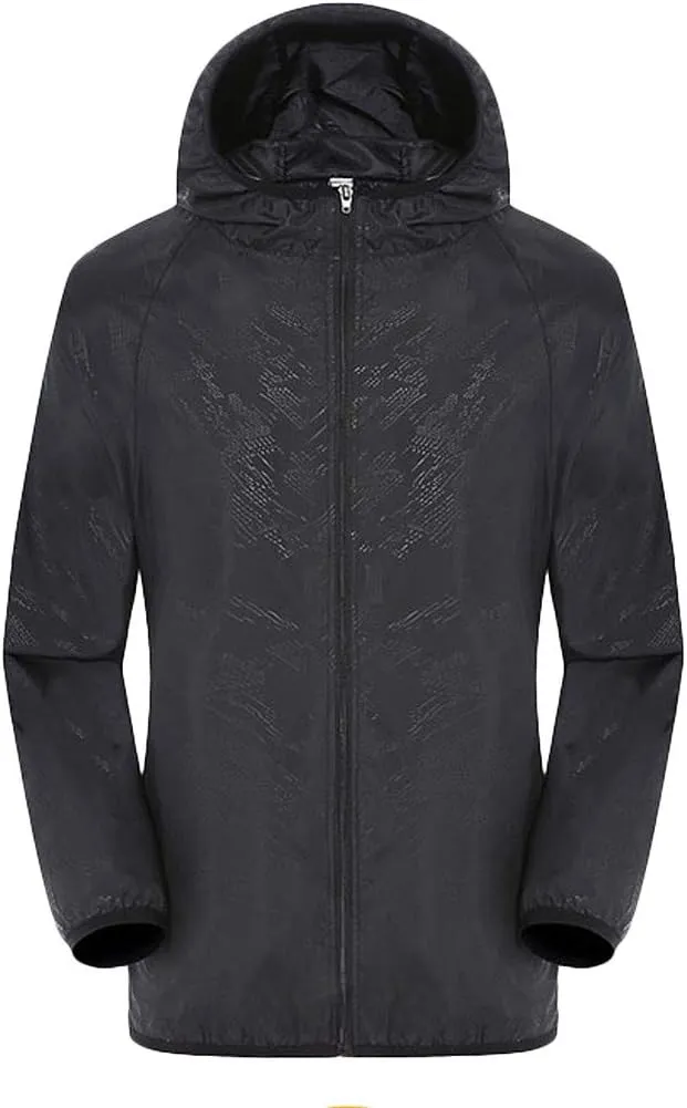 Ymosrh Men's Jackets Lightweight Waterproof Coated Hooded Rain Jacket Windbreaker Jacket, M-3XL