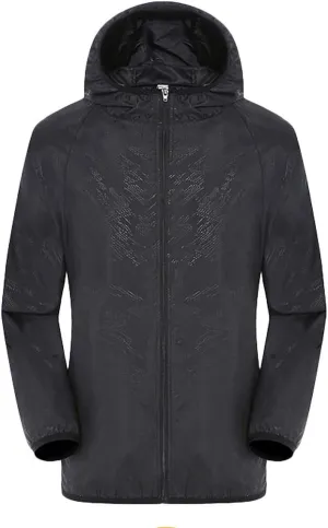 Ymosrh Men's Jackets Lightweight Waterproof Coated Hooded Rain Jacket Windbreaker Jacket, M-3XL