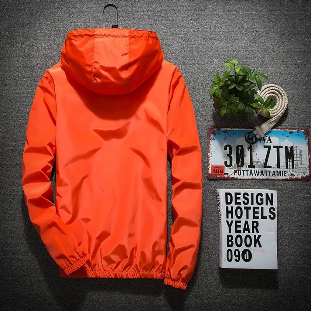 Ymosrh Men's Jackets Rain Jacket Waterproof With Hooded Hiking Coat Casual Lightweight Windbreaker Light Jacket, M-7XL