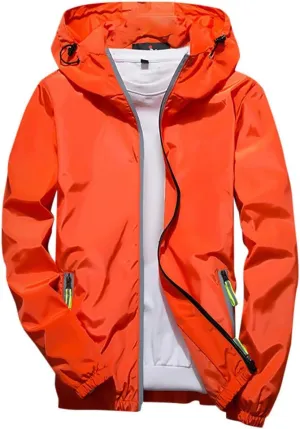 Ymosrh Men's Jackets Rain Jacket Waterproof With Hooded Hiking Coat Casual Lightweight Windbreaker Light Jacket, M-7XL