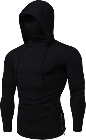 Ymosrh Mens Shirts with Hoodies Long Sleeve T Shirts Athletic Running Gym Workout Casual Hooded Tee Top Shirt, M-3XL