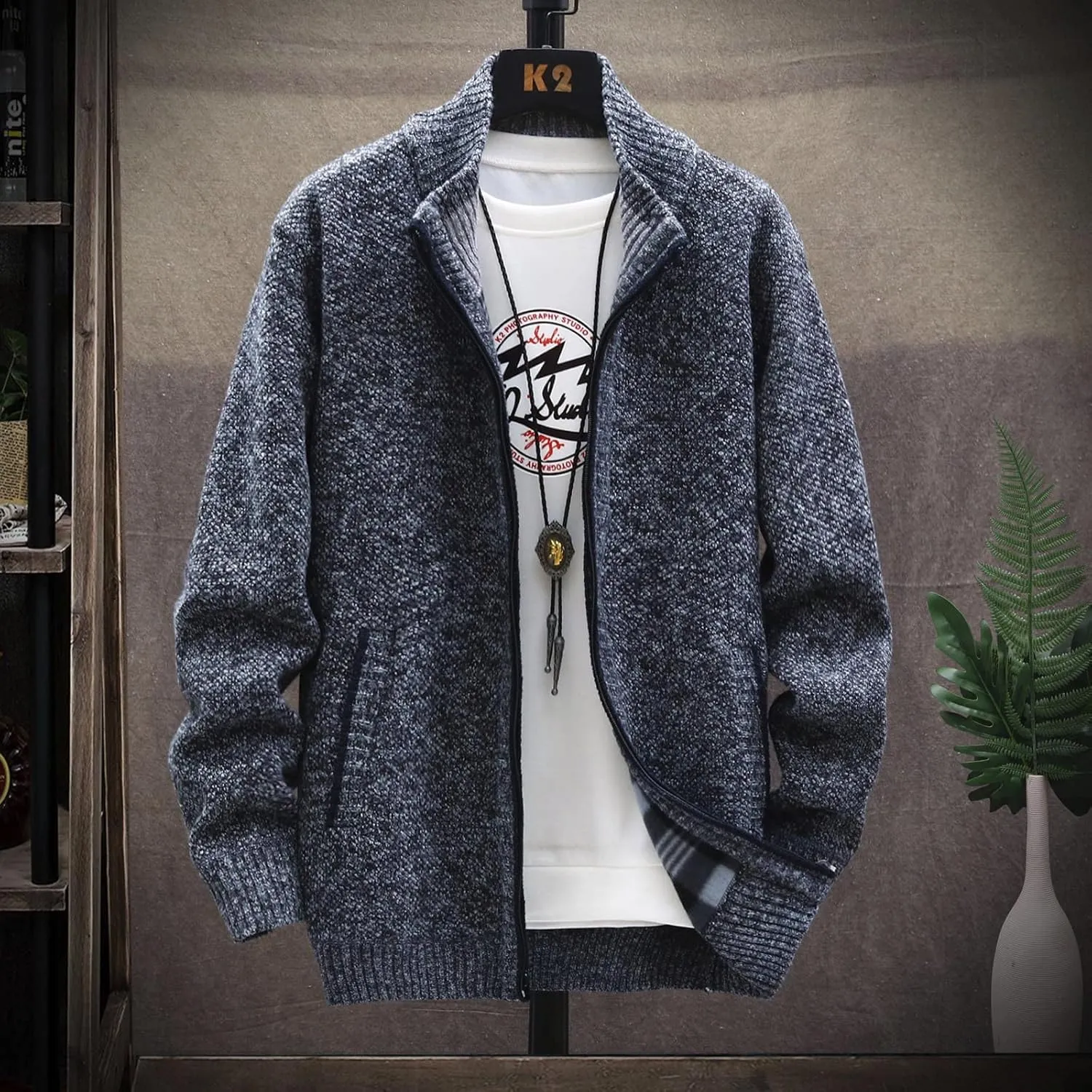 Ymosrh Winter Jackets for Men and Men's Fashion Loose Cardigan Warm Lapel Hooded Jacket Sweater Waterproof Jackets