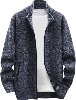 Ymosrh Winter Jackets for Men and Men's Fashion Loose Cardigan Warm Lapel Hooded Jacket Sweater Waterproof Jackets