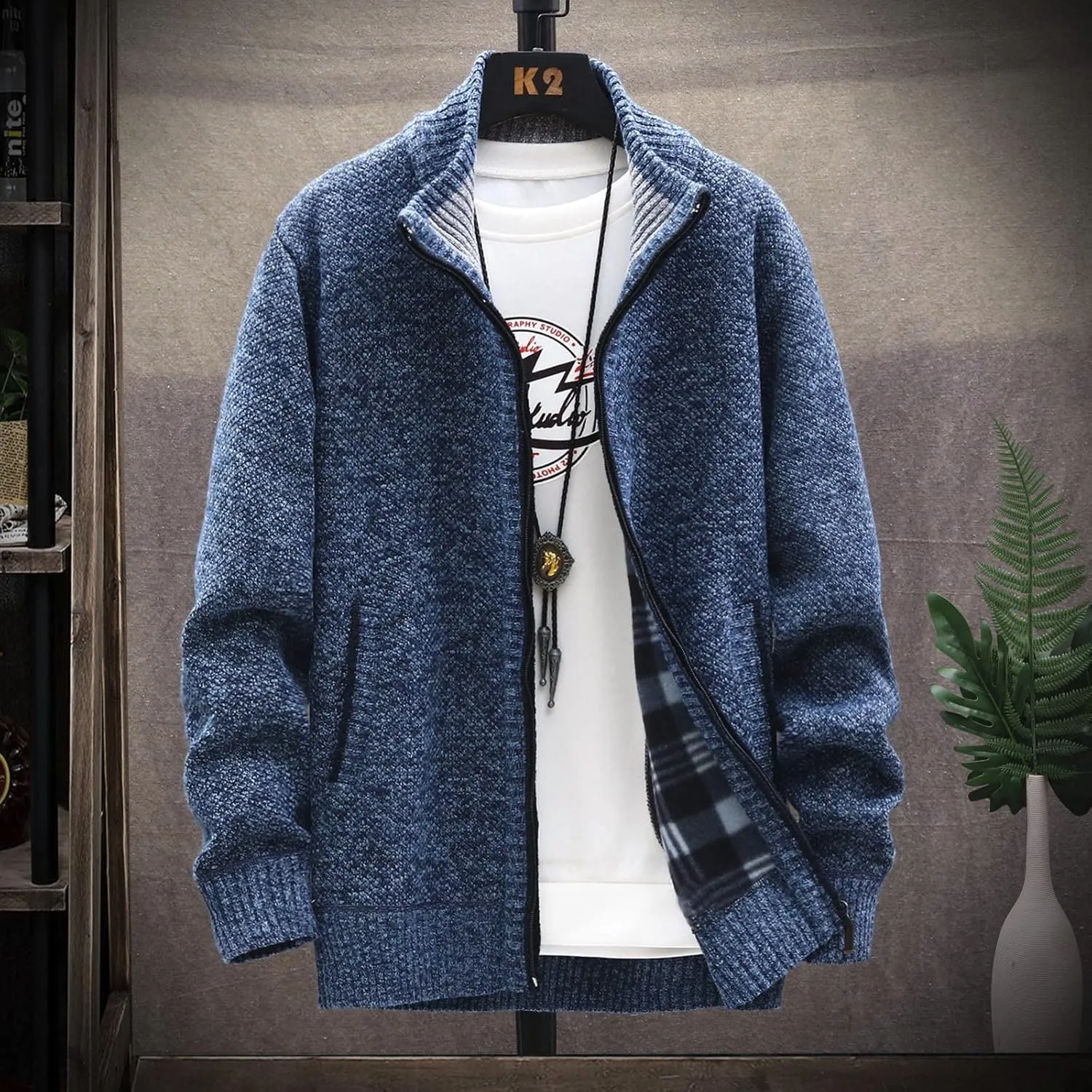 Ymosrh Winter Jackets for Men and Men's Fashion Loose Cardigan Warm Lapel Hooded Jacket Sweater Waterproof Jackets