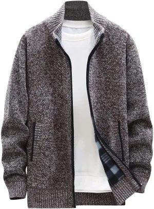 Ymosrh Winter Jackets for Men and Men's Fashion Loose Cardigan Warm Lapel Hooded Jacket Sweater Waterproof Jackets
