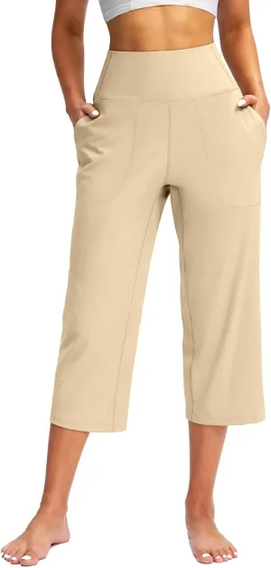 Yoga Pant for Women High Waist Comfy Baggy Wide Leg Cropped Trouser 2025 Summer Hiking Workout Sweatpants with Pocket