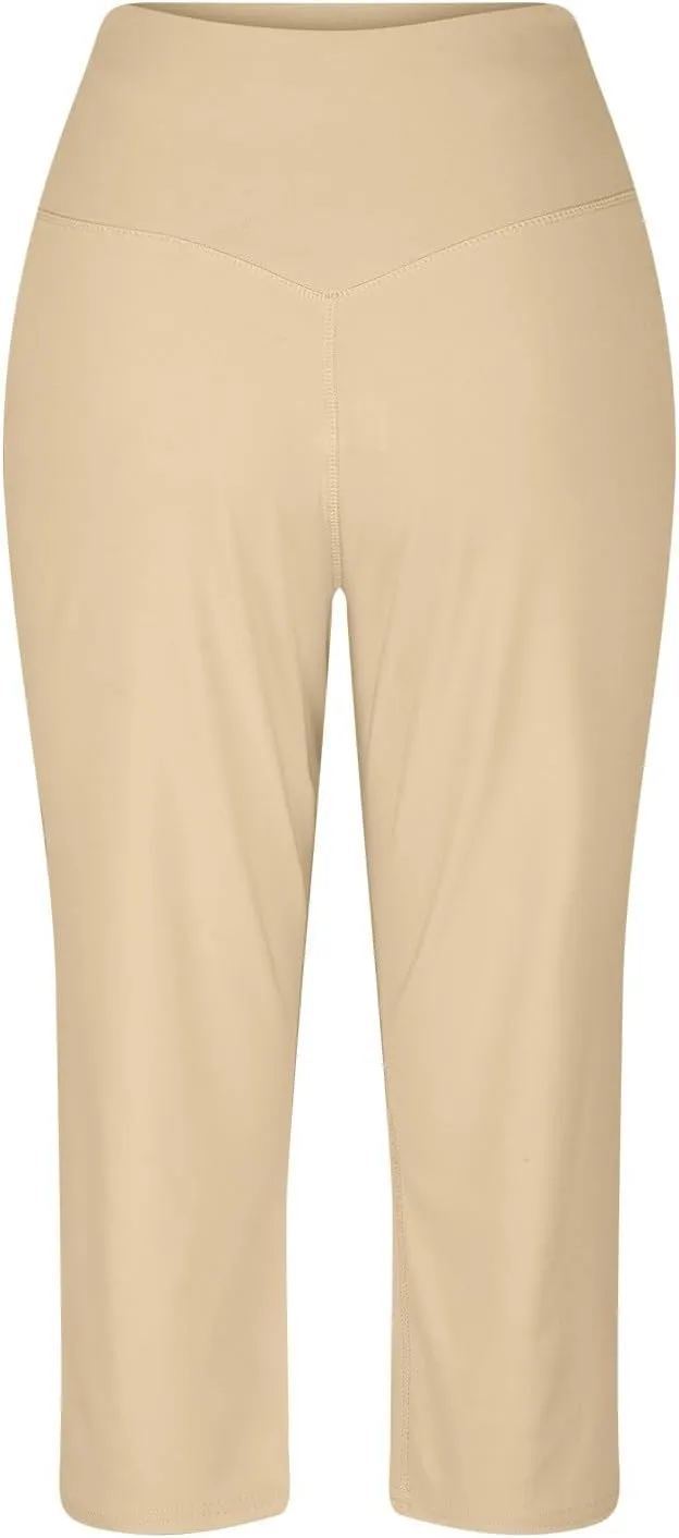 Yoga Pant for Women High Waist Comfy Baggy Wide Leg Cropped Trouser 2025 Summer Hiking Workout Sweatpants with Pocket