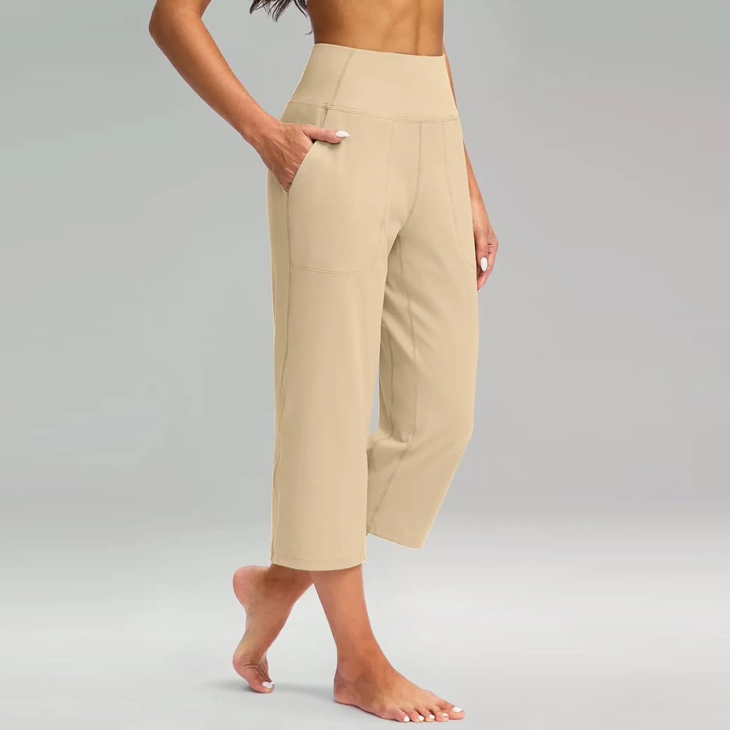 Yoga Pant for Women High Waist Comfy Baggy Wide Leg Cropped Trouser 2025 Summer Hiking Workout Sweatpants with Pocket