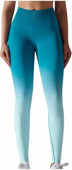 Yoga Pants for Women Compression Tights High Waist Gym Leggings Gradient Workout Trousers Exercise Gym Fitness Bottoms
