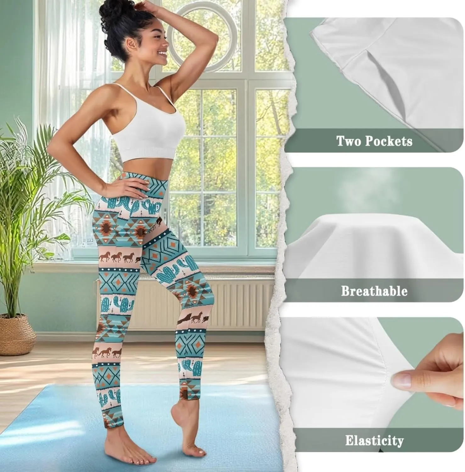 Yoga Pants Leggings with Pockets for Women High Waisted Butt Lifting Buttery Soft Athletic Workout Gym Pants