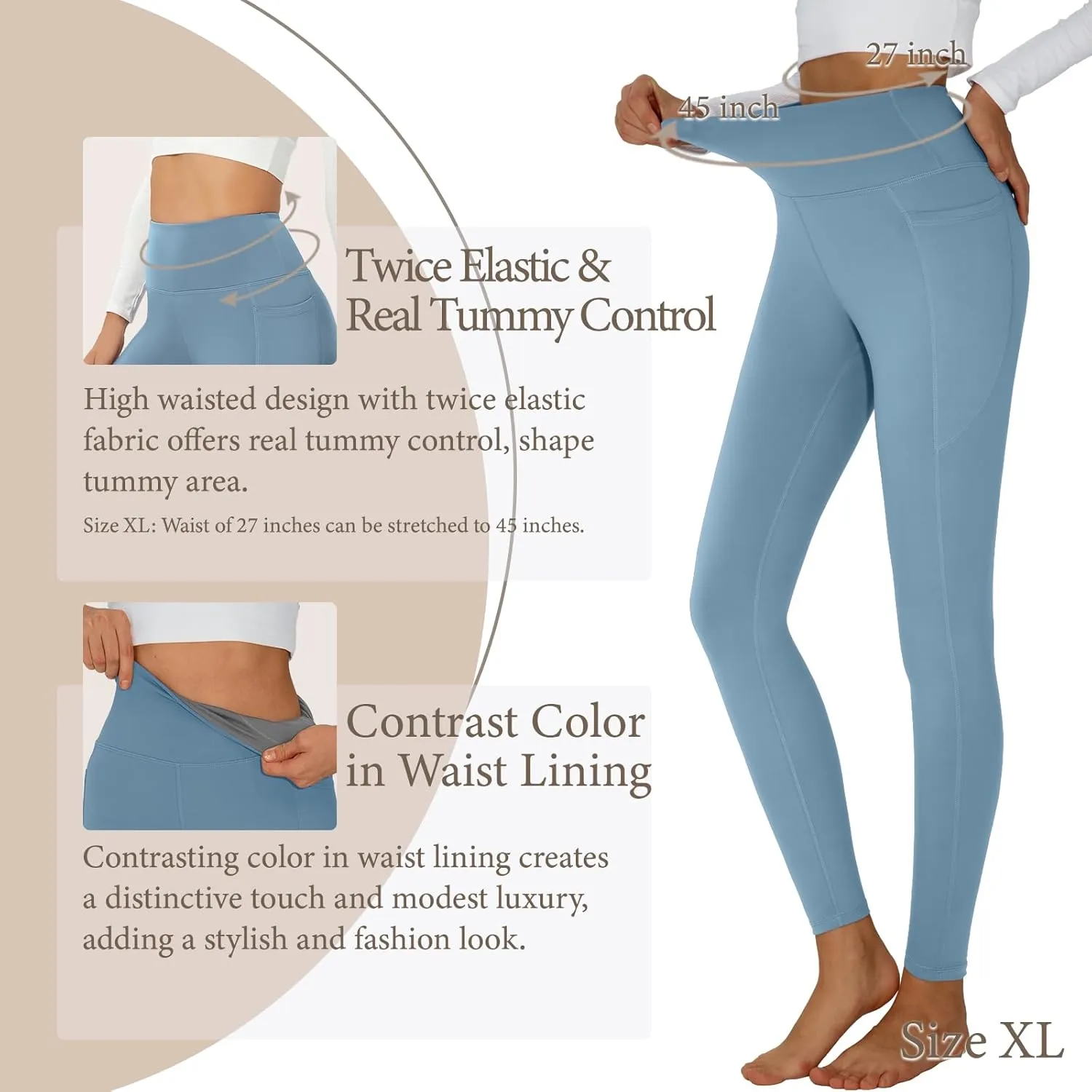 Yoga Pants Women Tummy Control Leggings for Women Active Gym Pants High Waisted Workout Leggings with Pockets