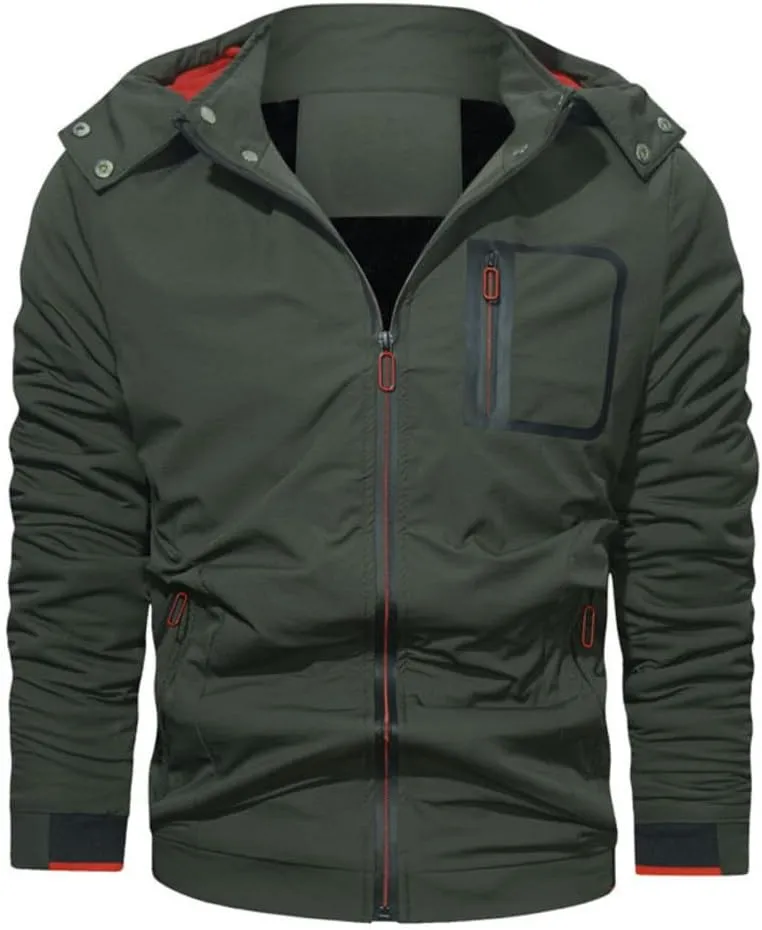 Youllyuu Hooded Jacket For Men Bomber Jacket Fleece Windbreakers Coats Spring Autumn Casual Jacket