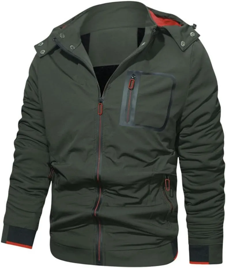 Youllyuu Hooded Jacket For Men Bomber Jacket Fleece Windbreakers Coats Spring Autumn Casual Jacket