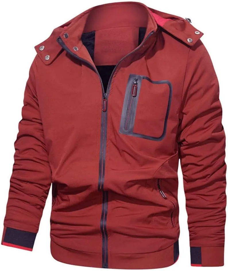 Youllyuu Hooded Jacket For Men Bomber Jacket Fleece Windbreakers Coats Spring Autumn Casual Jacket