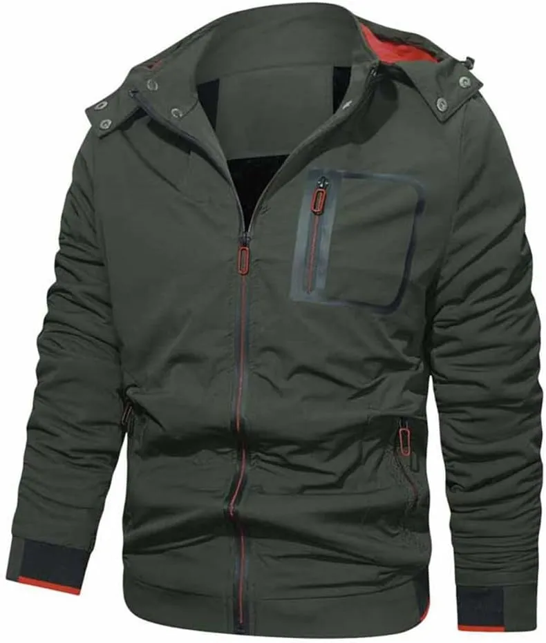 Youllyuu Hooded Jacket For Men Bomber Jacket Fleece Windbreakers Coats Spring Autumn Casual Jacket