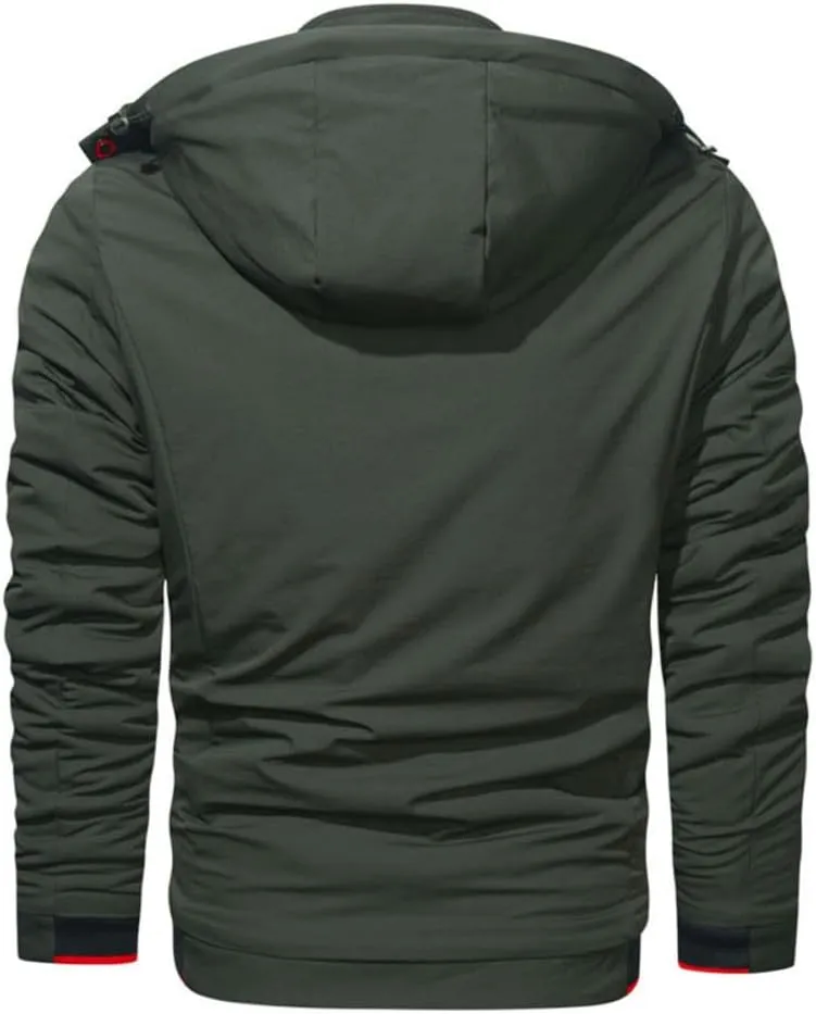Youllyuu Hooded Jacket For Men Bomber Jacket Fleece Windbreakers Coats Spring Autumn Casual Jacket