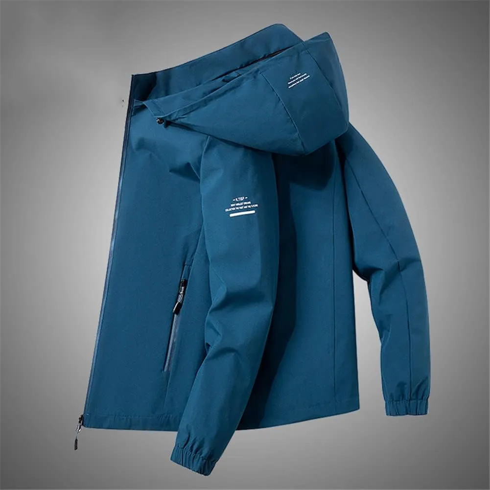 Youllyuu Hooded Jacket For Men Bomber Jacket Windbreakers Zipper Coats Cargo Jacket Outerwear