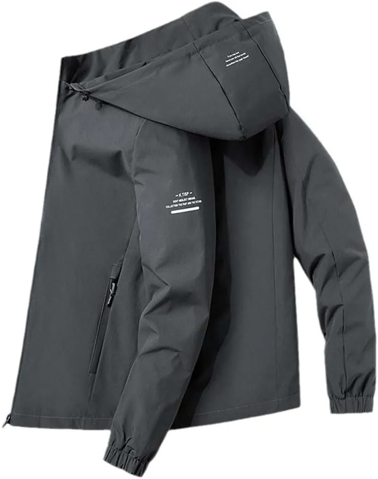 Youllyuu Hooded Jacket For Men Bomber Jacket Windbreakers Zipper Coats Cargo Jacket Outerwear