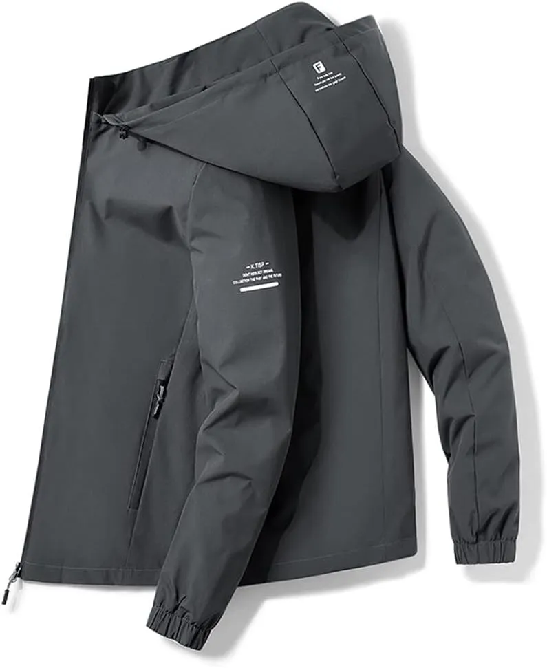 Youllyuu Hooded Jacket For Men Bomber Jacket Windbreakers Zipper Coats Cargo Jacket Outerwear