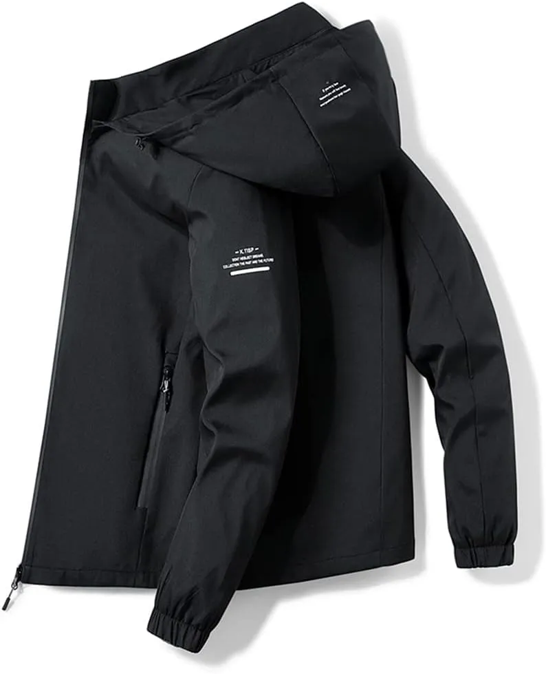 Youllyuu Hooded Jacket For Men Bomber Jacket Windbreakers Zipper Coats Cargo Jacket Outerwear