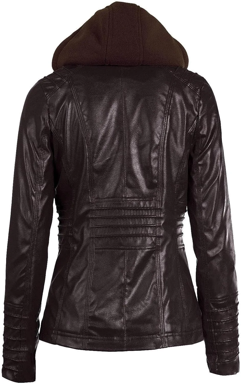 YZHM Hooded Jackets for Women Zip Up Faux Leather Jacket with Pockets Motorcycle Jackets Fall Coats Chaquate de Cuero Mujer