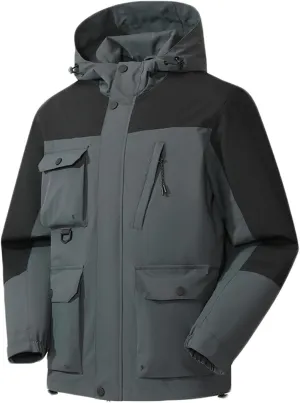 Zeiyignr Men's Lightweight Waterproof Hooded Rain Jacket Outdoor Ski Snow Coat Mountain Windbreakers Jacket for Hiking Travel