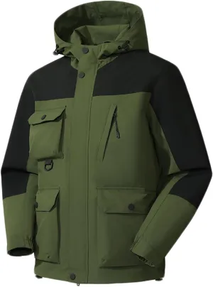Zeiyignr Men's Lightweight Waterproof Hooded Rain Jacket Outdoor Ski Snow Coat Mountain Windbreakers Jacket for Hiking Travel