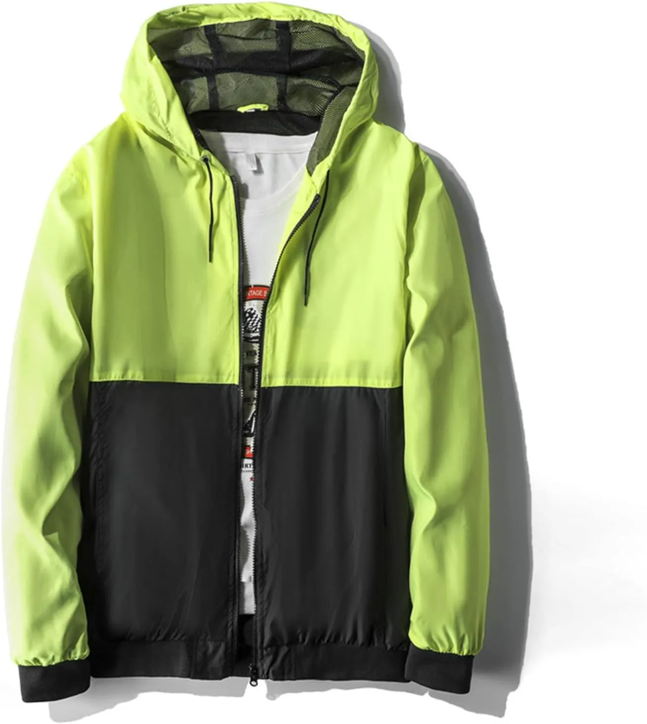 ZYXTIM Men's Plus Size Hooded Rain Jacket Full-Zip Lightweight Breathable Outdoor Novelty Windproof Waterproof Jackets