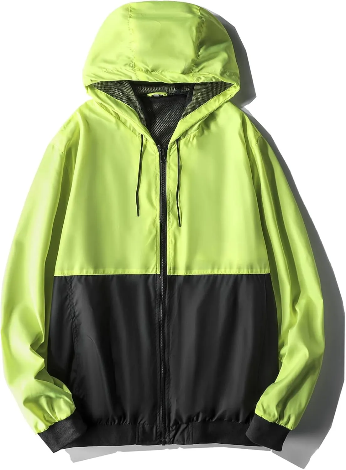 ZYXTIM Men's Plus Size Hooded Rain Jacket Full-Zip Lightweight Breathable Outdoor Novelty Windproof Waterproof Jackets